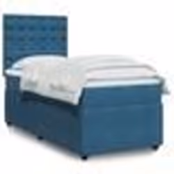 vidaXL Sommier à lattes de lit avec matelas bleu 90x190 cm velours - 90 x 190 cm