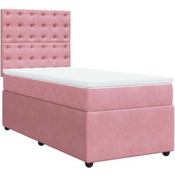 Vidaxl - Sommier À Lattes De Lit Avec Matelas Rose 90x190 Cm Velours