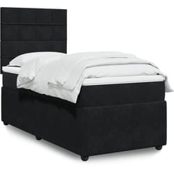 Vidaxl Sommier À Lattes De Lit Avec Matelas Noir 90x200 Cm Velours