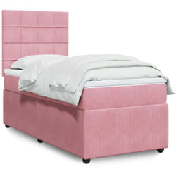 Vidaxl - Sommier À Lattes De Lit Avec Matelas Rose 90x200 Cm Velours
