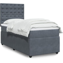 Sommier À Lattes De Lit Et Matelas Gris Foncé 90x200 Cm Velours Vidaxl