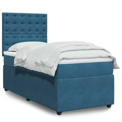 Vidaxl - Sommier À Lattes De Lit Avec Matelas Bleu 90x200 Cm Velours