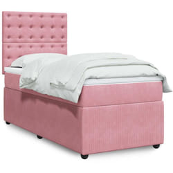 Sommier À Lattes De Lit Avec Matelas Rose 90x200 Cm Velours Vidaxl