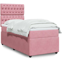 Sommier À Lattes De Lit Avec Matelas Rose 100x200 Cm Velours Vidaxl