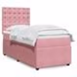 vidaXL Sommier à lattes de lit avec matelas Rose 100x200 cm Velours - 100 x 200 cm
