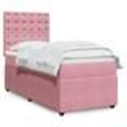 vidaXL Sommier à lattes de lit avec matelas Rose 100x200 cm Velours - 100 x 200 cm