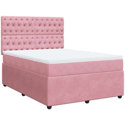Vidaxl - Sommier À Lattes De Lit Avec Matelas Rose 140x190 Cm Velours