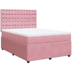 Vidaxl - Sommier À Lattes De Lit Avec Matelas Rose 140x190 Cm Velours