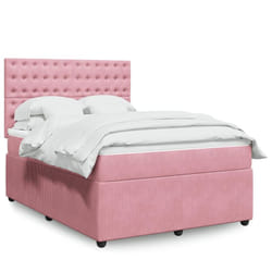Vidaxl - Sommier À Lattes De Lit Avec Matelas Rose 140x200 Cm Velours
