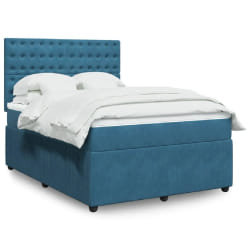 vidaXL Sommier à lattes de lit et matelas bleu 160x200 cm velours