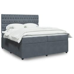 vidaXL Sommier à lattes de lit et matelas Gris foncé 200x200cm Velours