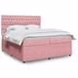 vidaXL Sommier à lattes de lit avec matelas Rose 200x200 cm Velours - 200 x 200 cm