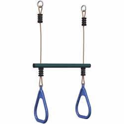 Cette barre de trapèze avec anneaux de gymnastique est un complément idéal à toute balançoire ou structure d'escalade. C'est  ...