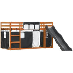 vidaXL Lit superposé sans matelas avec toboggan blanc noir 90x200 cm - 90 x 200 cm