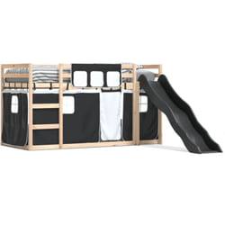 vidaXL Lit superposé sans matelas avec toboggan blanc noir 80x200 cm - 80 x 200 cm