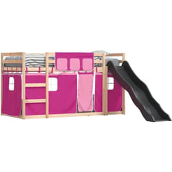 Lit superposé sans matelas avec toboggan et rideaux 80x200 cm vidaXL