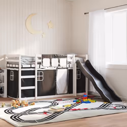 vidaXL Lit superposé sans matelas avec toboggan blanc noir 80x200 cm - 80 x 200 cm