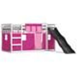 vidaXL Lit superposé sans matelas avec toboggan et rideaux 90x190 cm - 90 x 190 cm