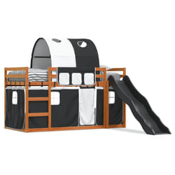 vidaXL Lit superposé sans matelas avec toboggan blanc noir 90x200 cm - 90 x 200 cm