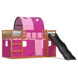 vidaXL Lit superposé sans matelas avec toboggan et rideaux 90x200 cm
