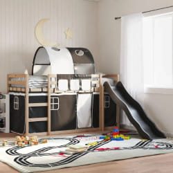 vidaXL Lit superposé sans matelas avec toboggan blanc noir 80x200 cm - 80 x 200 cm