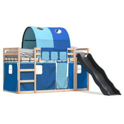 vidaXL Lit superposé sans matelas avec toboggan et rideaux 80x200 cm