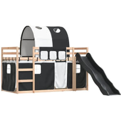Vidaxl - Lit superposé avec toboggan et rideaux blanc et noir 90x190 cm