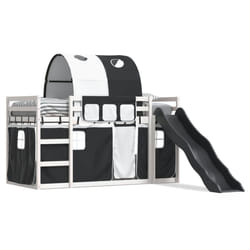 vidaXL Lit superposé sans matelas avec toboggan blanc noir 90x190 cm - 90 x 190 cm