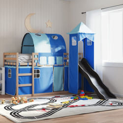 Vidaxl - Lit superposé sans matelas avec toboggan et rideaux 90x200 cm