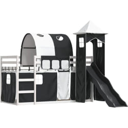 Vidaxl - Lit superposé sans matelas avec toboggan blanc noir 90x200 cm