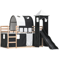 Vidaxl - Lit superposé sans matelas avec toboggan blanc noir 80x200 cm