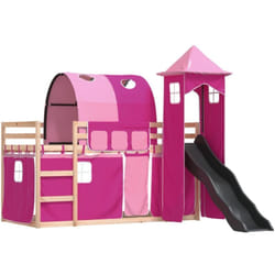 Lit superposé sans matelas avec toboggan et rideaux 80x200 cm vidaXL