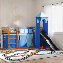 Vidaxl - Lit superposé sans matelas avec toboggan et rideaux 90x200 cm