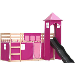 Vidaxl - Lit superposé sans matelas avec toboggan et rideaux 80x200 cm