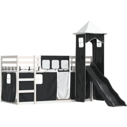 Lit superposé sans matelas avec toboggan blanc noir 80x200 cm vidaXL
