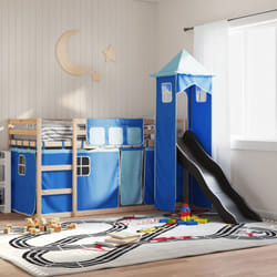 Vidaxl - Lit superposé sans matelas avec toboggan et rideaux 90x190 cm