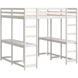 Lit superposé et bureau et échelle 200x200cm bois de pin massif vidaXL