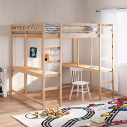 Ce lit mezzanine en bois est élégant et fonctionnel, ce qui en fait un supplément parfait à toute pièce dont l'espace est lim ...