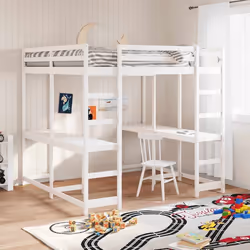 vidaXL Lit superposé et bureau et échelle 180x200cm bois de pin massif - 180 x 200 cm