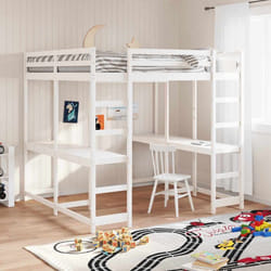 vidaXL Lit superposé et bureau et échelle 180x200cm bois de pin massif - 180 x 200 cm