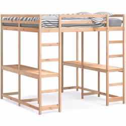 Ce lit mezzanine en bois est élégant et fonctionnel, ce qui en fait un supplément parfait à toute pièce dont l'espace est lim ...
