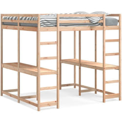 Lit superposé et bureau et échelle 160x200cm bois de pin massif
