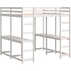 vidaXL Lit superposé et bureau et échelle 140x200cm bois de pin massif - 140 x 200 cm