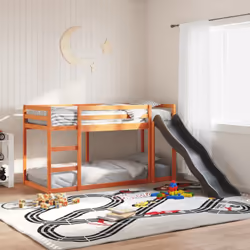 Ce lit superposé en bois avec toboggan et échelle est conçu pour divertir et optimiser l'espace. Robuste et stable : le bois ...