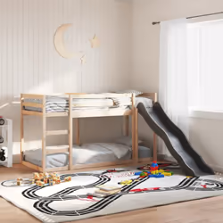 Ce lit superposé en bois avec toboggan et échelle est conçu pour divertir et optimiser l'espace. Robuste et stable : le bois  ...