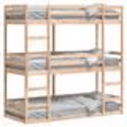 vidaXL Lit superposé triple sans matelas 90x200 cm bois de pin massif - 90 x 200 cm