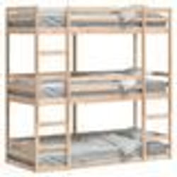 vidaXL Lit superposé triple sans matelas 90x200 cm bois de pin massif - 90 x 200 cm