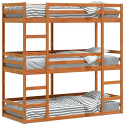 Vidaxl - Lit superposé triple marron cire 75x190 cm bois de pin massif