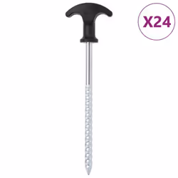 vidaXL Piquets de tente 24 pcs 17 cm Ø7 mm acier galvanisé