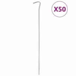 vidaXL Piquets de tente 50 pcs 30 cm Ø7 mm acier galvanisé